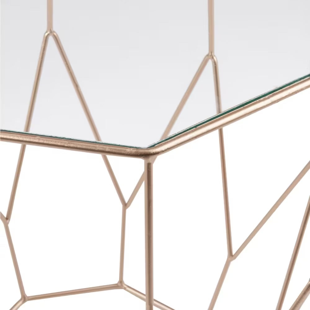 NAYA - Tavolino da divano in fili di metallo e vetro